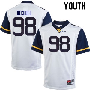 Youth West Virginia Mountaineers Leighton Bechdel #98 Stitched White Jersey 266643-613