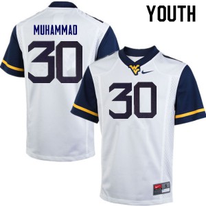 Youth West Virginia Mountaineers Naim Muhammad #30 Stitch White Jerseys 537410-931