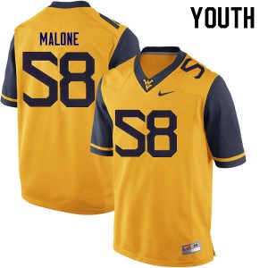 Youth West Virginia Mountaineers Nick Malone #58 Gold University Jersey 455322-506
