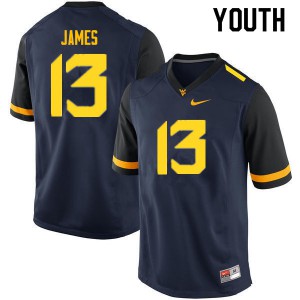 Youth West Virginia Mountaineers Sam James #13 Navy Stitched Jerseys 519233-821