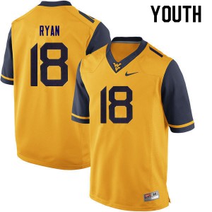 Youth West Virginia Mountaineers Sean Ryan #18 Stitch Gold Jerseys 671129-383
