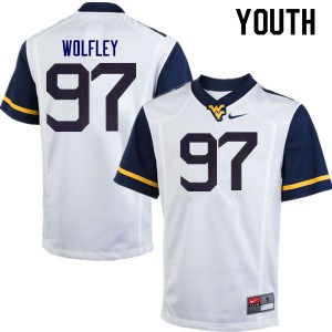 Youth West Virginia Mountaineers Stone Wolfley #97 White Stitch Jerseys 683826-978