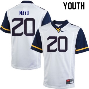 Youth West Virginia Mountaineers Tae Mayo #20 White NCAA Jersey 112257-695