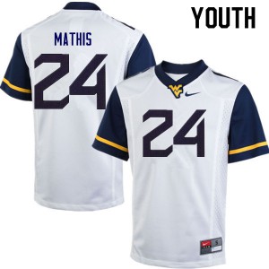 Youth West Virginia Mountaineers Tony Mathis #24 White College Jersey 495760-632