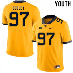 Youth West Virginia Mountaineers Brayden Dudley #97 Gold Embroidery Jerseys 156420-946