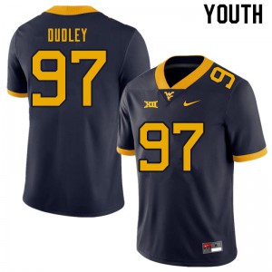 Youth West Virginia Mountaineers Brayden Dudley #97 High School Navy Jersey 945480-786