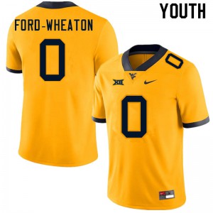 Youth West Virginia Mountaineers Bryce Ford-Wheaton #0 Gold Embroidery Jersey 172266-382