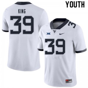 Youth West Virginia Mountaineers Danny King #39 Stitched White Jersey 661302-320