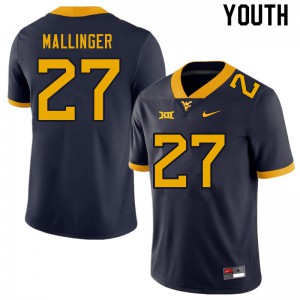Youth West Virginia Mountaineers Davis Mallinger #27 Navy Stitched Jerseys 679667-697