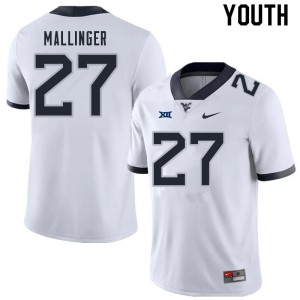 Youth West Virginia Mountaineers Davis Mallinger #27 High School White Jerseys 335367-964