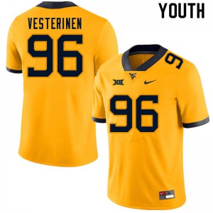 Youth West Virginia Mountaineers Edward Vesterinen #96 Gold Embroidery Jersey 916450-667