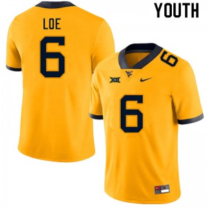 Youth West Virginia Mountaineers Exree Loe #6 Stitched Gold Jersey 974959-638