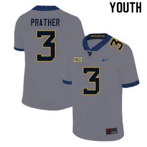 Youth West Virginia Mountaineers Kaden Prather #3 Stitched Gray Jerseys 696515-391