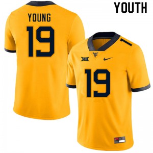 Youth West Virginia Mountaineers Scottie Young #19 Gold University Jerseys 951131-421