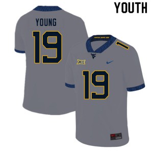Youth West Virginia Mountaineers Scottie Young #19 Stitched Gray Jerseys 879621-379