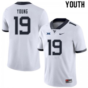 Youth West Virginia Mountaineers Scottie Young #19 White Embroidery Jersey 268768-527