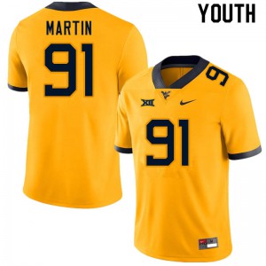 Youth West Virginia Mountaineers Sean Martin #91 Gold Official Jerseys 678162-252
