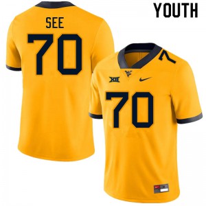 Youth West Virginia Mountaineers Shaun See #70 College Gold Jersey 156938-670