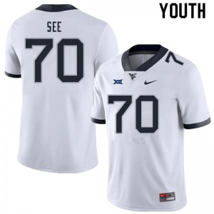 Youth West Virginia Mountaineers Shaun See #70 White Player Jerseys 441332-624