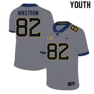 Youth West Virginia Mountaineers Victor Wikstrom #82 Gray Stitch Jerseys 895723-359