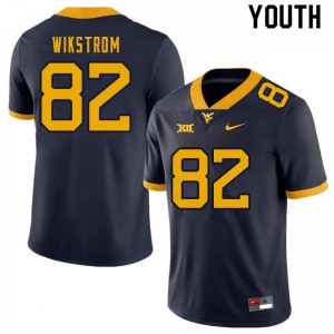 Youth West Virginia Mountaineers Victor Wikstrom #82 Navy Player Jersey 911384-650