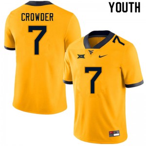 Youth West Virginia Mountaineers Will Crowder #7 College Gold Jerseys 895310-679