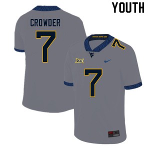 Youth West Virginia Mountaineers Will Crowder #7 Stitch Gray Jerseys 611601-396