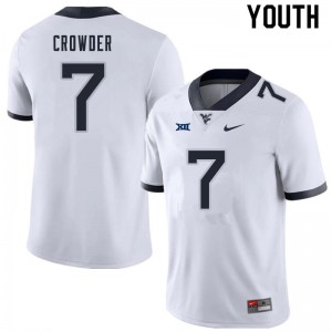 Youth West Virginia Mountaineers Will Crowder #7 White Embroidery Jerseys 884672-208