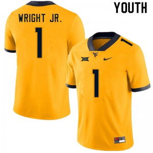 Youth West Virginia Mountaineers Winston Wright Jr. #1 Gold Stitch Jerseys 357054-895