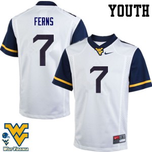 Youth West Virginia Mountaineers Brendan Ferns #7 White Stitched Jersey 393771-614