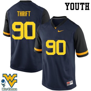 Youth West Virginia Mountaineers Brenon Thrift #90 College Navy Jerseys 206305-211