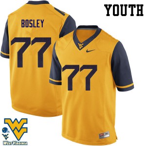 Youth West Virginia Mountaineers Bruce Bosley #77 Gold Embroidery Jersey 700669-532