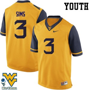 Youth West Virginia Mountaineers Charles Sims #3 Stitched Gold Jersey 772574-289
