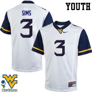 Youth West Virginia Mountaineers Charles Sims #3 White College Jersey 890063-392