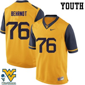 Youth West Virginia Mountaineers Chase Behrndt #76 Embroidery Gold Jerseys 994414-607