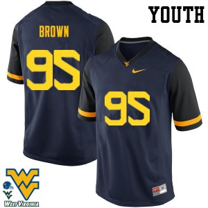 Youth West Virginia Mountaineers Christian Brown #95 College Navy Jerseys 745788-994