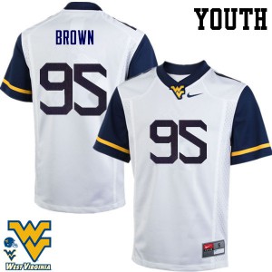 Youth West Virginia Mountaineers Christian Brown #95 White Stitched Jerseys 217300-783