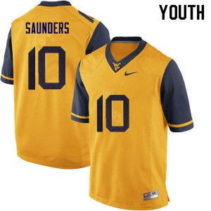 Youth West Virginia Mountaineers Cody Saunders #10 Embroidery Gold Jerseys 962626-714