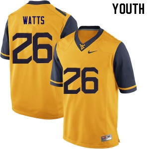 Youth West Virginia Mountaineers Connor Watts #26 Alumni Gold Jersey 852429-880