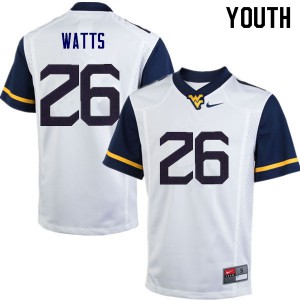 Youth West Virginia Mountaineers Connor Watts #26 Stitched White Jerseys 503078-233