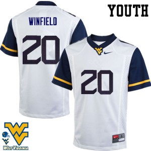 Youth West Virginia Mountaineers Corey Winfield #20 Football White Jersey 392168-484