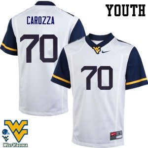Youth West Virginia Mountaineers D.J. Carozza #70 Stitched White Jerseys 154530-896