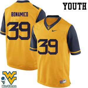 Youth West Virginia Mountaineers Dante Bonamico #39 Player Gold Jersey 278364-290
