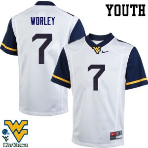 Youth West Virginia Mountaineers Daryl Worley #7 White Embroidery Jerseys 605228-933