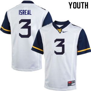 Youth West Virginia Mountaineers David Isreal #3 University White Jersey 223538-191