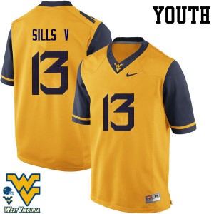 Youth West Virginia Mountaineers David Sills V #13 Gold Stitch Jersey 180166-465