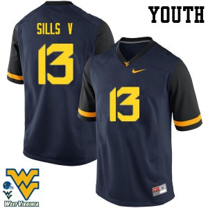 Youth West Virginia Mountaineers David Sills V #13 Football Navy Jersey 245487-637