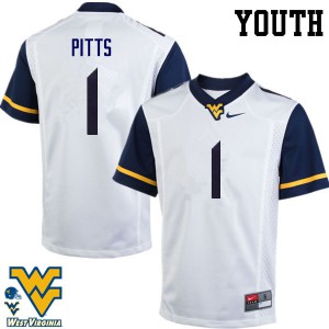 Youth West Virginia Mountaineers Derrek Pitts #1 Embroidery White Jersey 806342-844