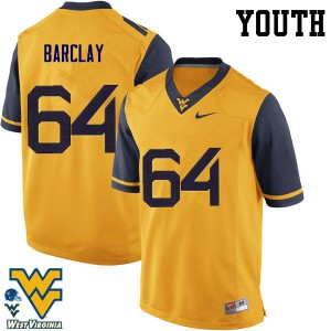Youth West Virginia Mountaineers Don Barclay #64 Gold Official Jerseys 578412-273