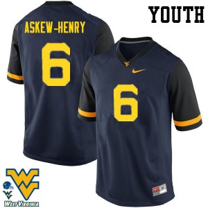 Youth West Virginia Mountaineers Dravon Askew-Henry #6 Navy Official Jersey 745453-768
